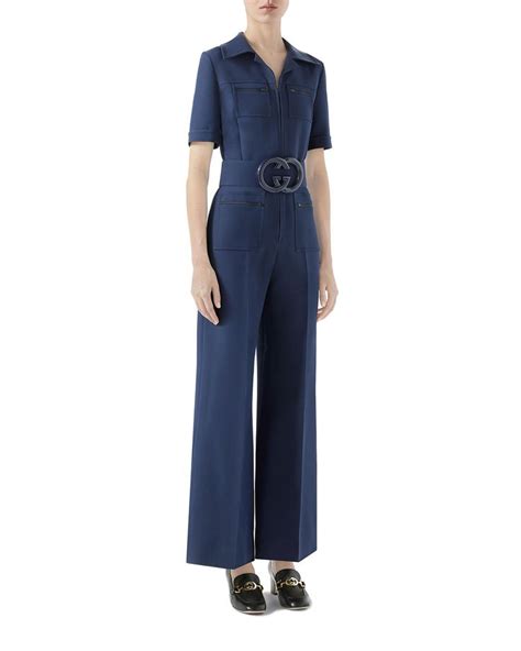 gucci wool silk belted jumpsuit|gucci jumpsuits.